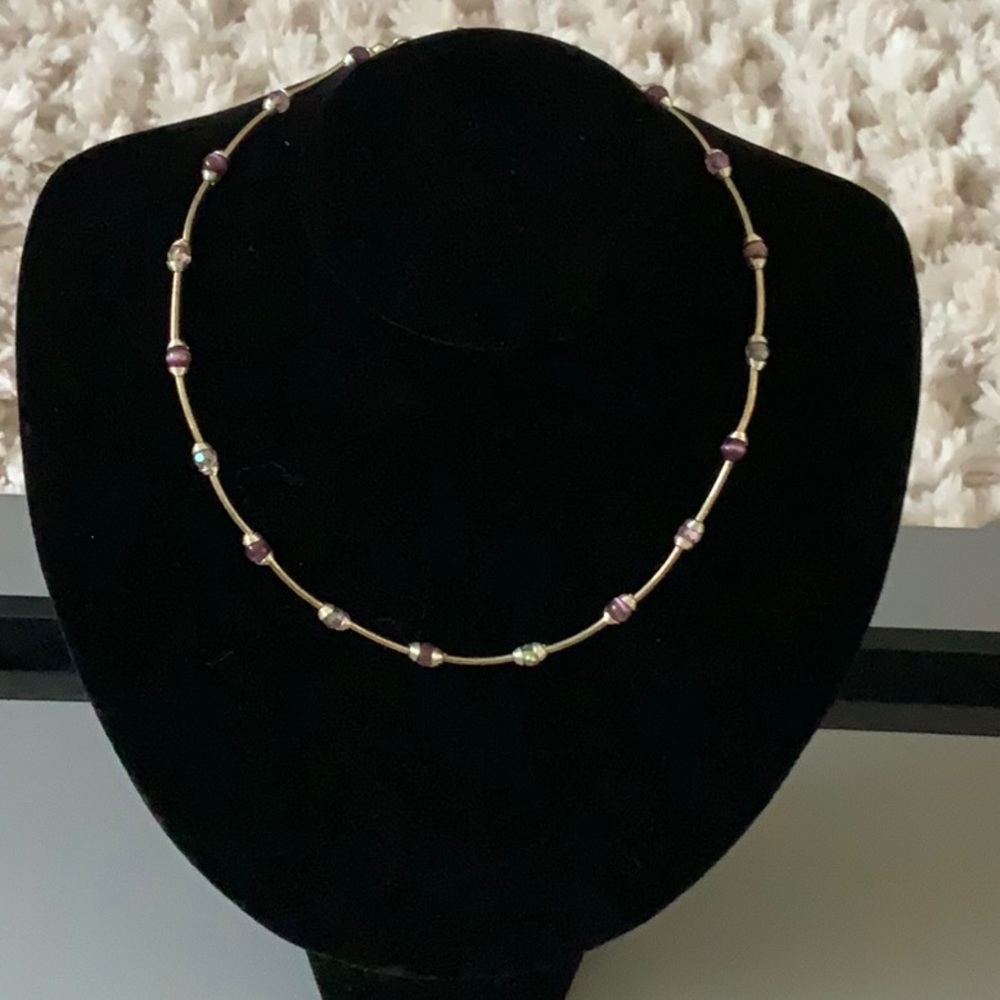 Simple Purple & Silver Necklace 🌺